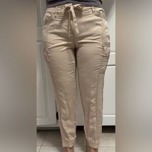 White House Black Market Beige Dressy Cargo Ankle Pants with Crystal Accents